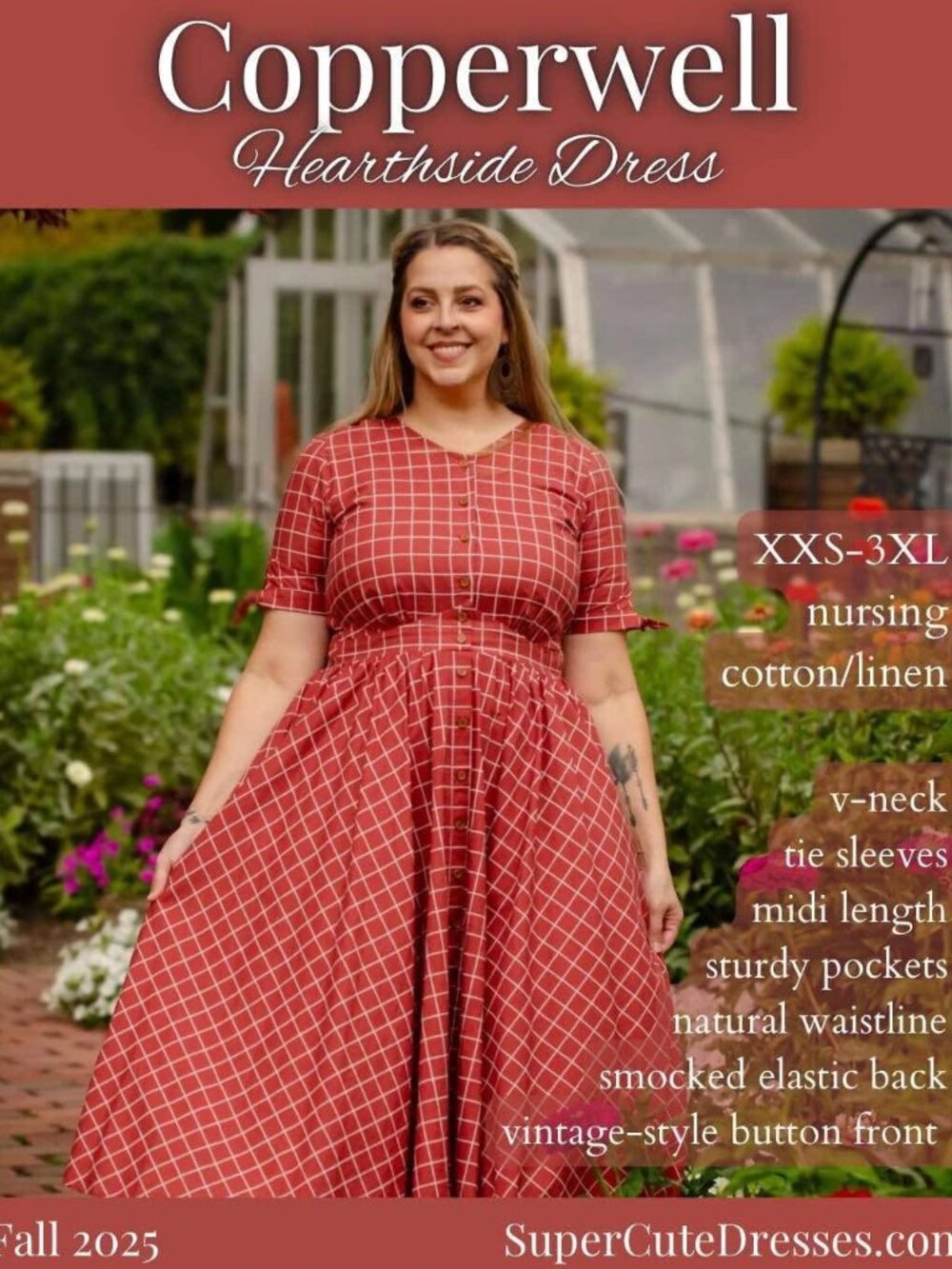 Copperwell Fall Super Cute Dress Linen Cotton Large